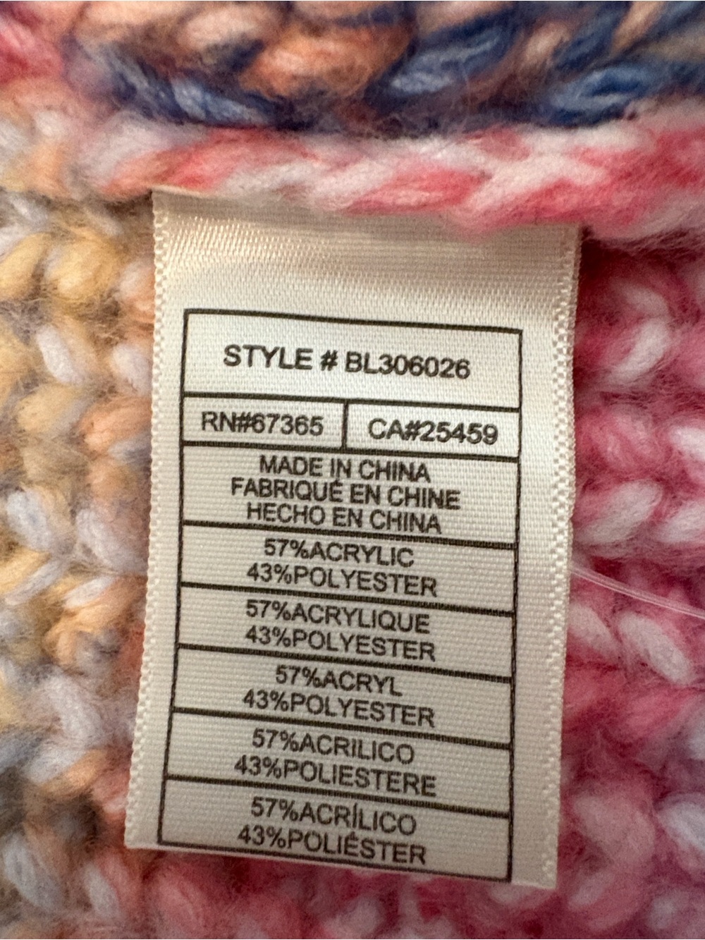 BB Dakota Pastel Multicolor V‑Neck Knit Cardigan - Pink, Purple, Blue, Cream - Picture 3 of 5